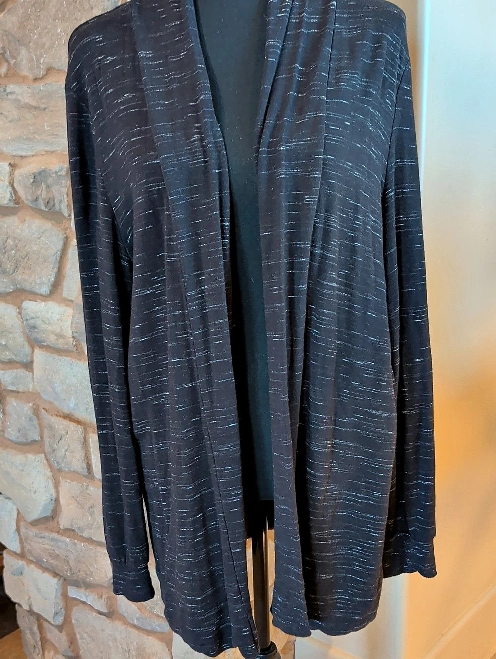 LOFT Open Front Cardigan in Black & white Size Large